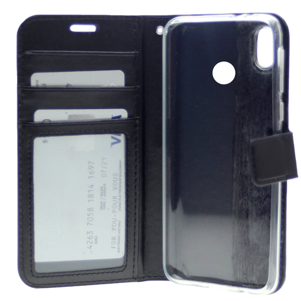 Leather Folio Flip Wallet Case w/Magnetic Clip Card Holders For Motorola Moto G Fast (2020) 6.4