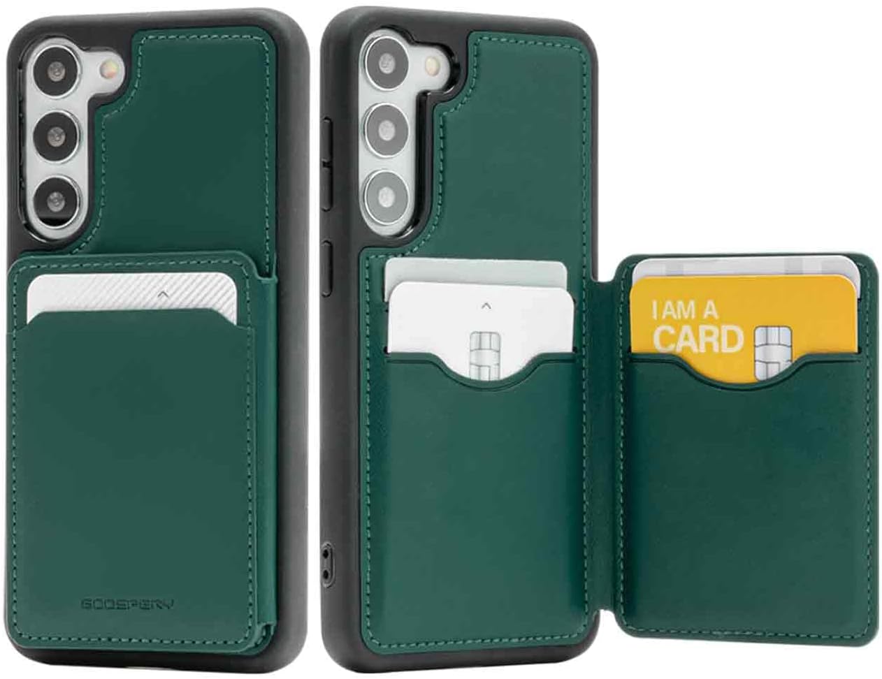 Goospery Balance Fit 5 Card Case. Dual Layer Lightweight Ultra Slim PU Leather, Durable Shockproof Protective Full Cover Wallet Designed for iPhone