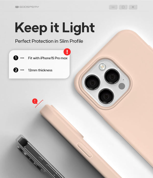GOOSPERY Liquid Silicone Case Compatible with iPhone 15 Pro, Silky-Soft Touch Full Body Protection Shockproof Cover Case with Soft Microfiber Lining