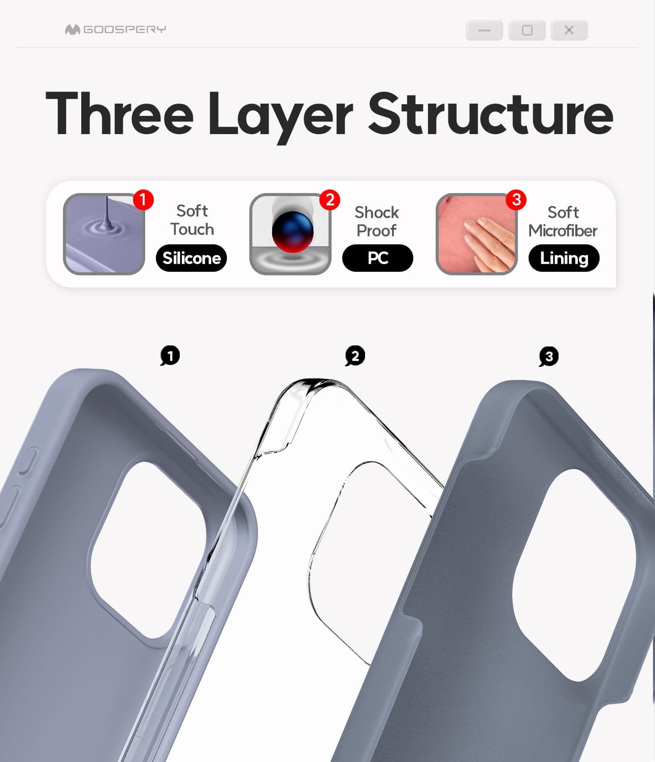 GOOSPERY Liquid Silicone Case for iPhone 15 Pro, Silky-Soft Touch Full Body Protection Shockproof Cover Case with Soft Microfiber Lining