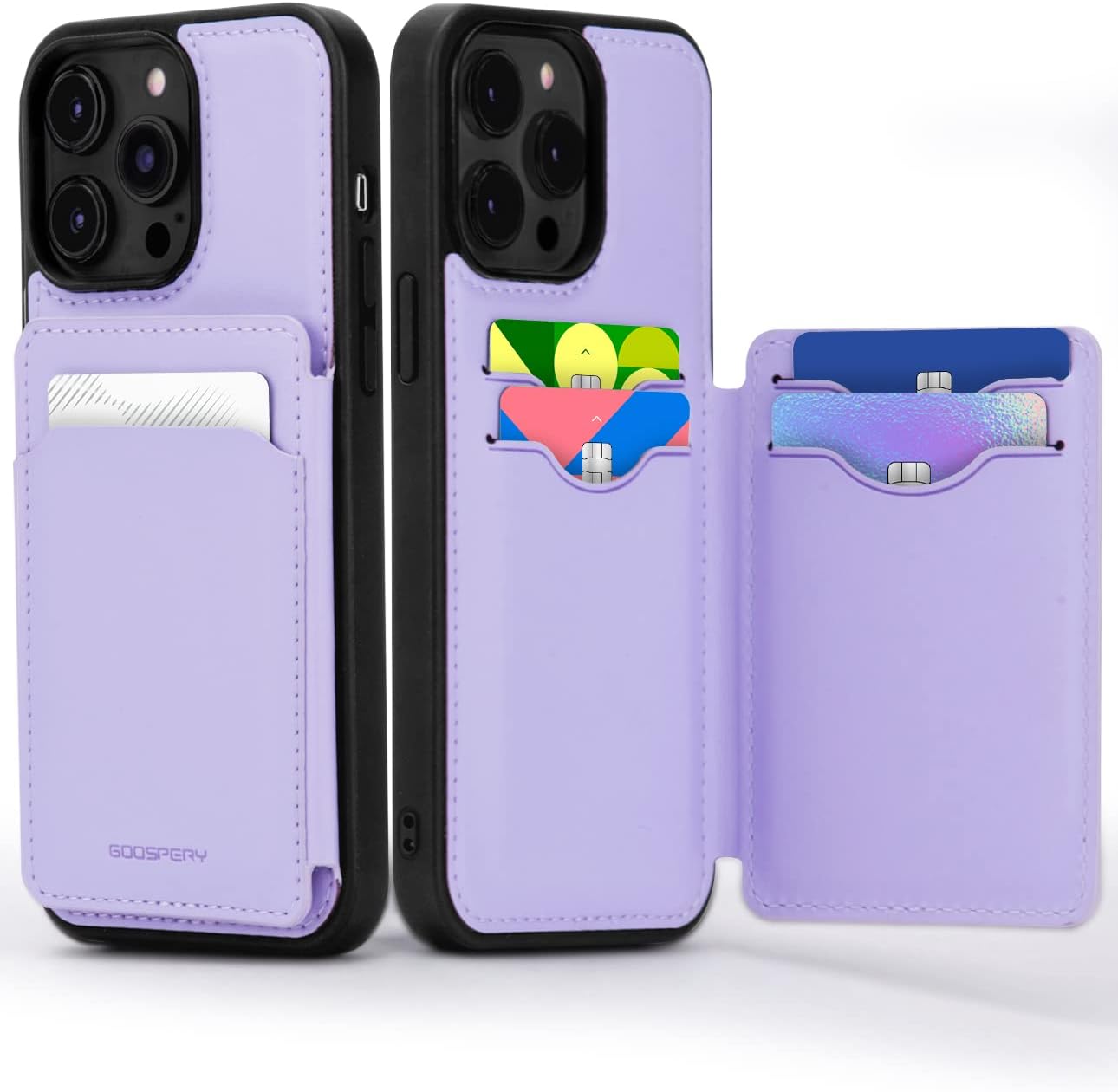 Goospery Balance Fit 5 Card Case. Dual Layer Lightweight Ultra Slim PU Leather, Durable Shockproof Protective Full Cover Wallet Designed for iPhone