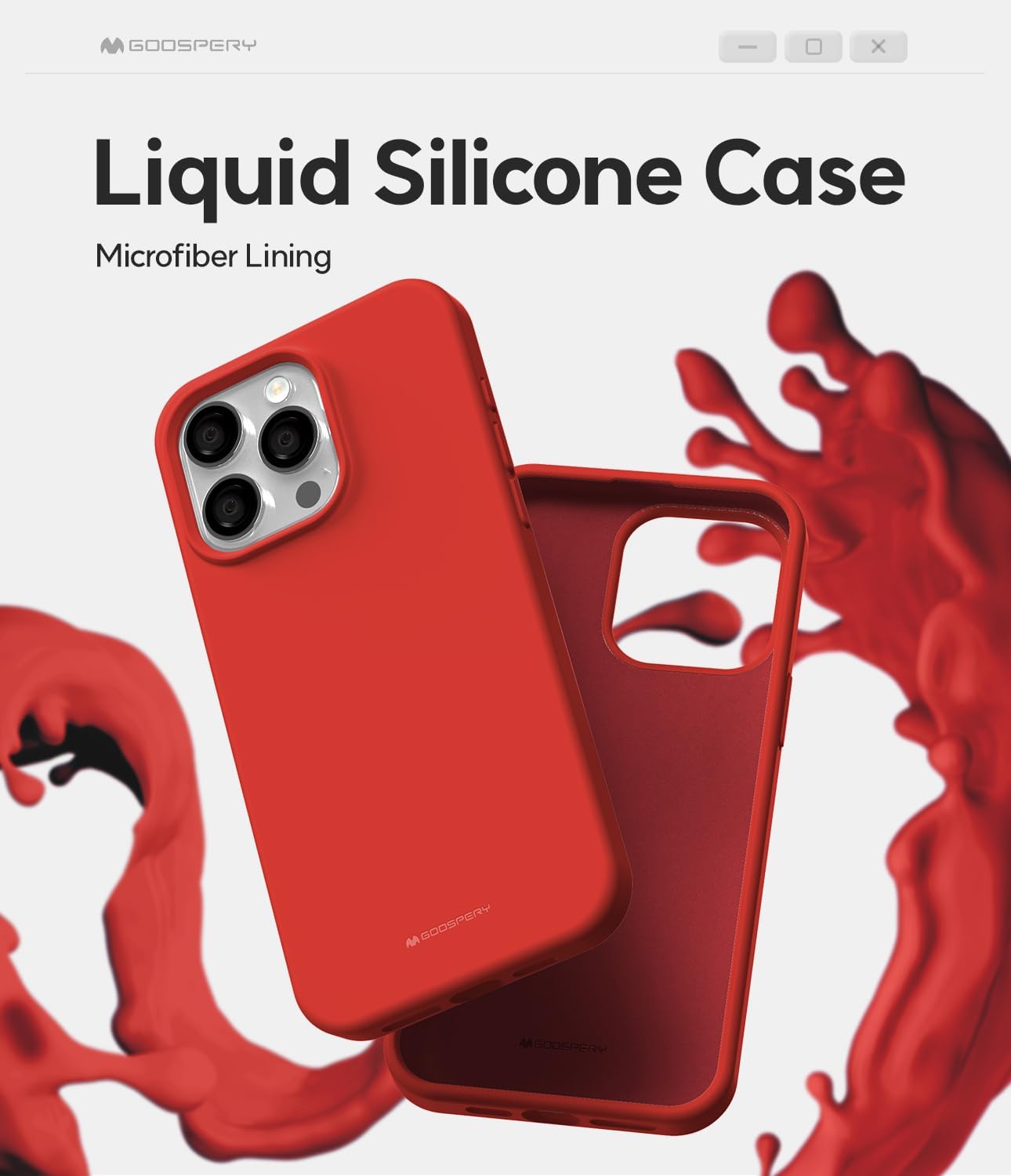 GOOSPERY Liquid Silicone Case for iPhone 15 Pro Max, Silky-Soft Touch Full Body Protection Shockproof Cover Case with Soft Microfiber Lining