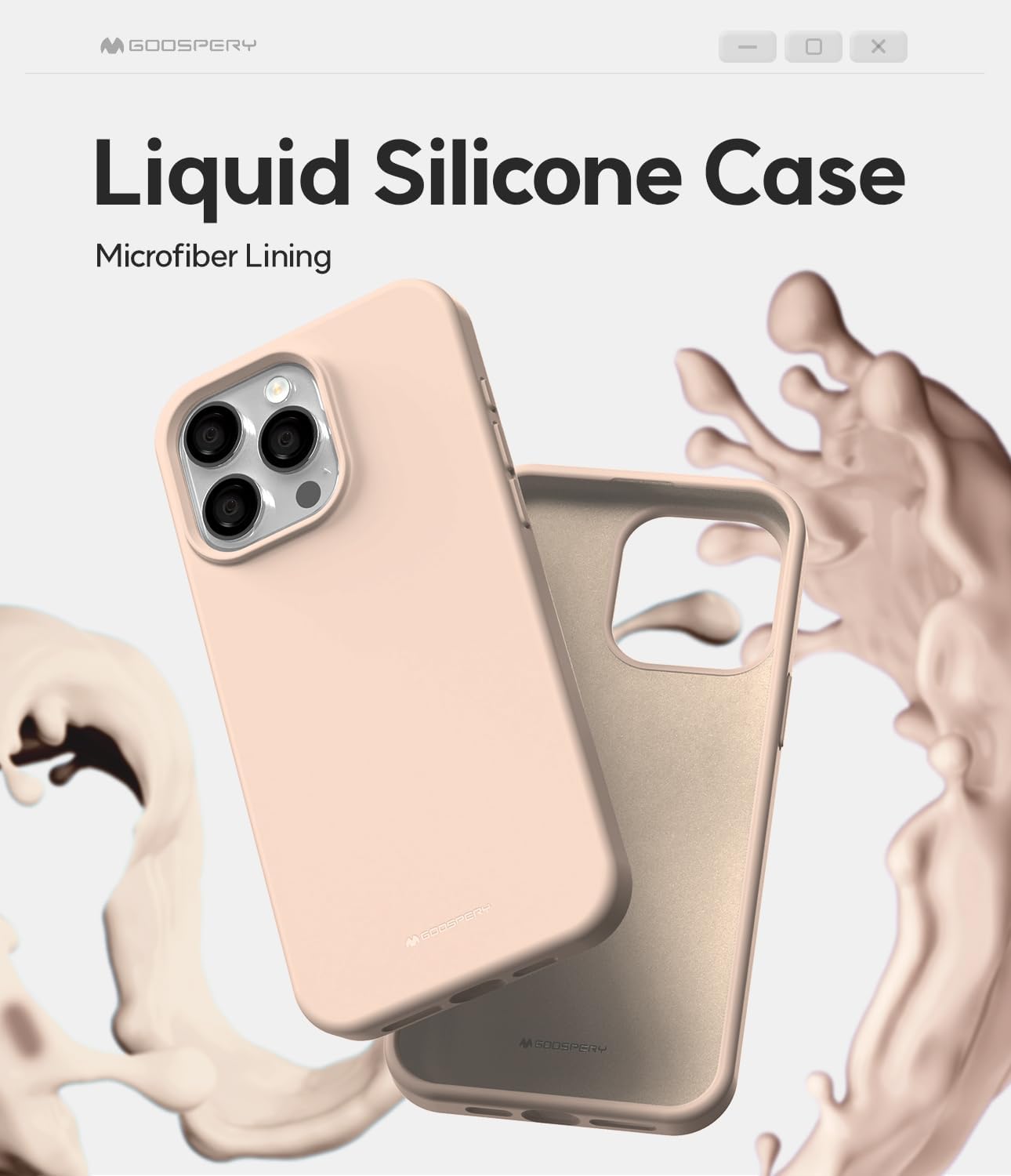 GOOSPERY Liquid Silicone Case for iPhone 15 Pro Max, Silky-Soft Touch Full Body Protection Shockproof Cover Case with Soft Microfiber Lining