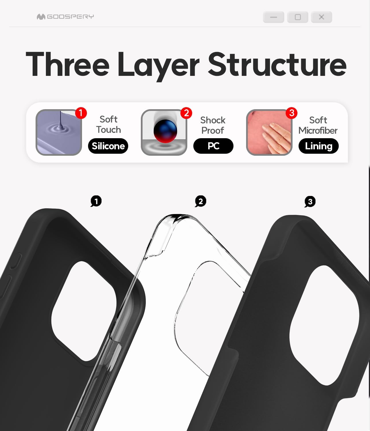 GOOSPERY Liquid Silicone Case for iPhone 15 Pro Max, Silky-Soft Touch Full Body Protection Shockproof Cover Case with Soft Microfiber Lining