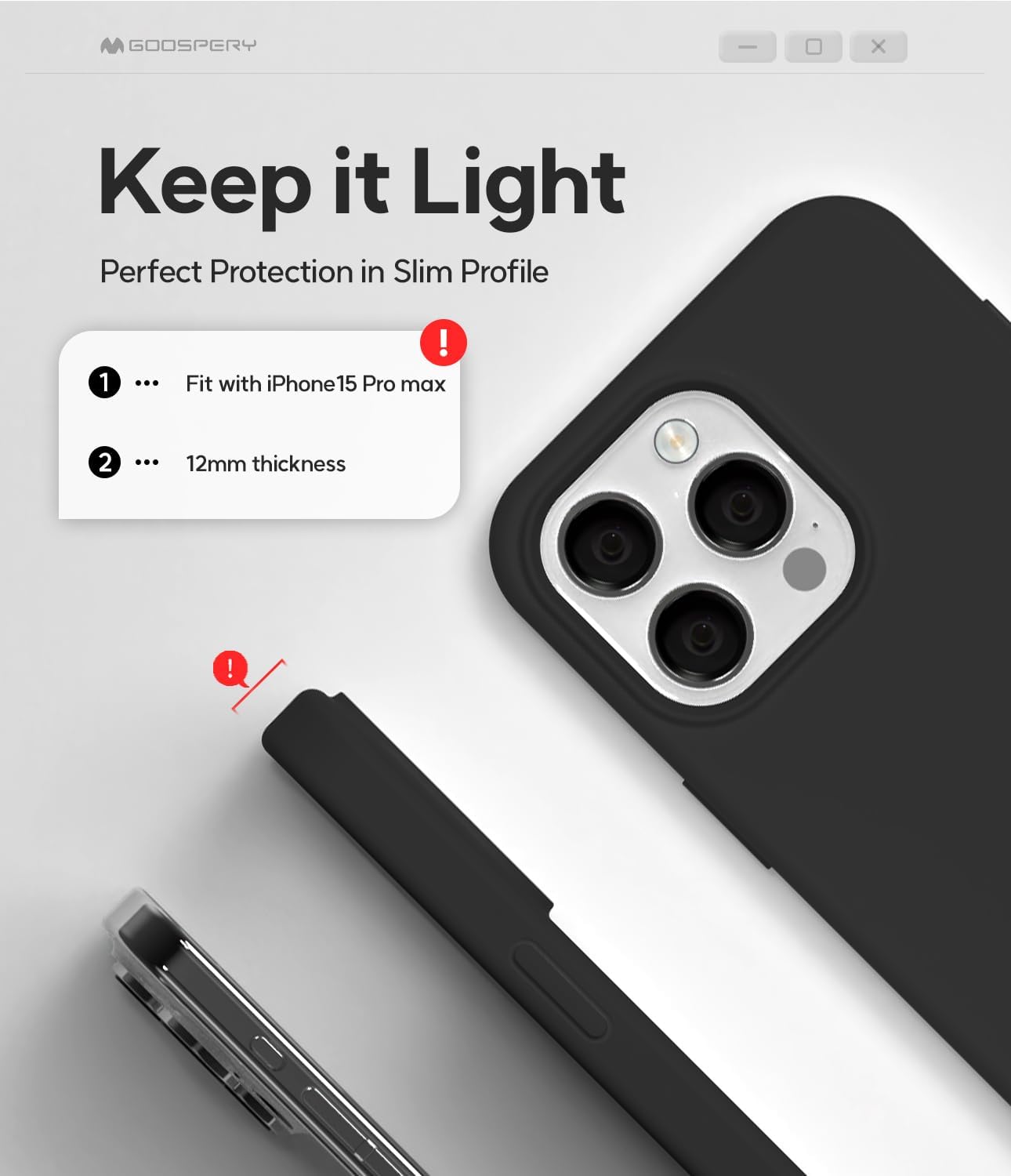 GOOSPERY Liquid Silicone Case for iPhone 15 Pro, Silky-Soft Touch Full Body Protection Shockproof Cover Case with Soft Microfiber Lining