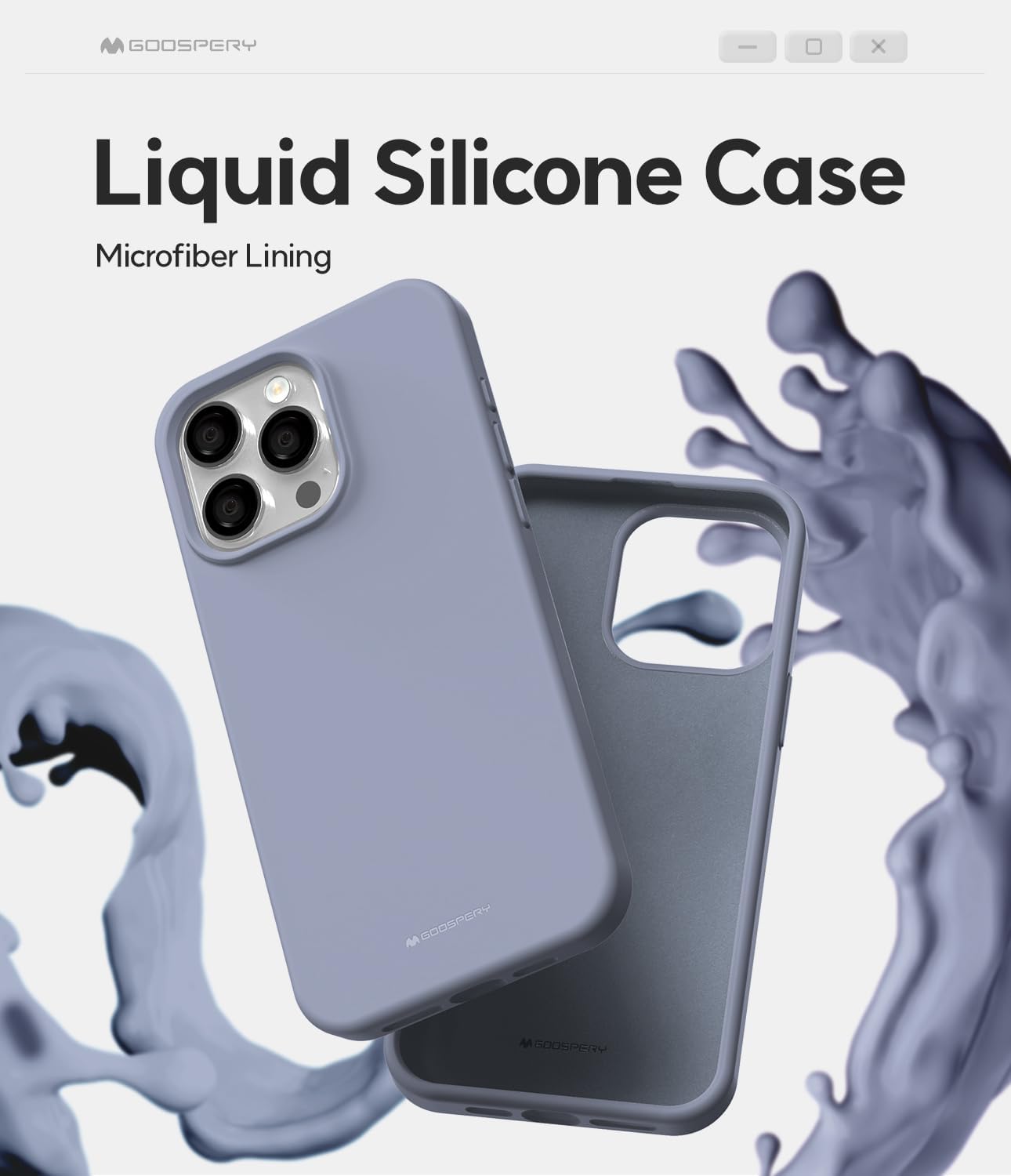 GOOSPERY Liquid Silicone Case for iPhone 15 Pro Max, Silky-Soft Touch Full Body Protection Shockproof Cover Case with Soft Microfiber Lining