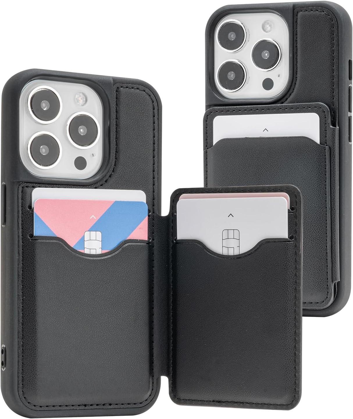 Goospery Balance Fit 5 Card Case. Dual Layer Lightweight Ultra Slim PU Leather, Durable Shockproof Protective Full Cover Wallet Designed for iPhone