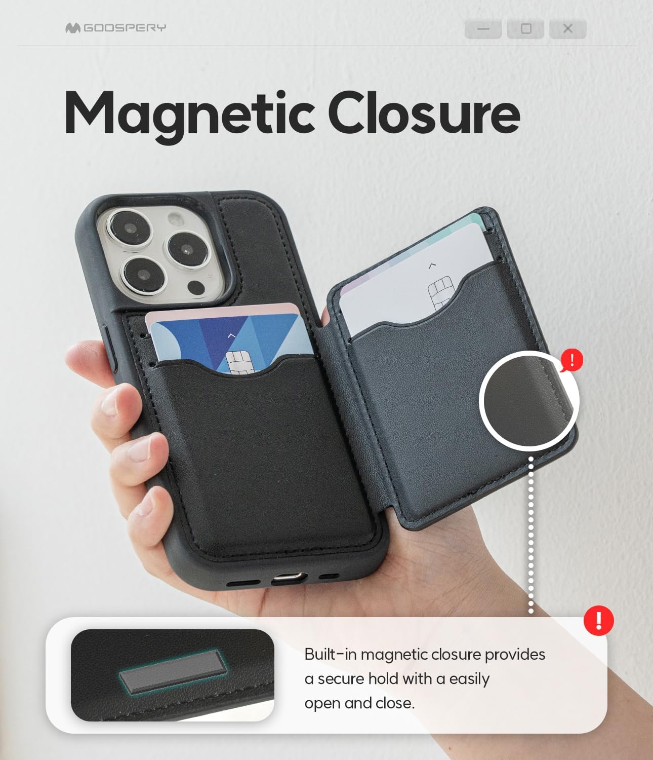 Goospery Balance Fit 5 Card Case. Dual Layer Lightweight Ultra Slim PU Leather, Durable Shockproof Protective Full Cover Wallet Designed for iPhone