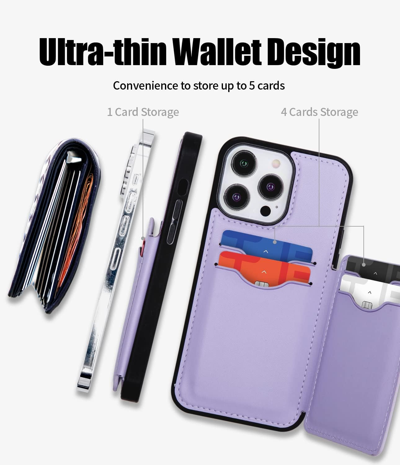 Goospery Balance Fit 5 Card Case. Dual Layer Lightweight Ultra Slim PU Leather, Durable Shockproof Protective Full Cover Wallet Designed for iPhone