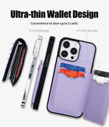 Goospery Balance Fit 5 Card Case. Dual Layer Lightweight Ultra Slim PU Leather, Durable Shockproof Protective Full Cover Wallet Designed for iPhone