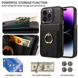 Premium Wallet Phone Case with Card Holder & 360° Ring Kickstand for iPhone 15 Series