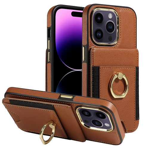 Premium Wallet Phone Case with Card Holder & 360° Ring Kickstand for iPhone 15 Series