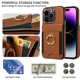 Premium Wallet Phone Case with Card Holder & 360° Ring Kickstand for iPhone 15 Series