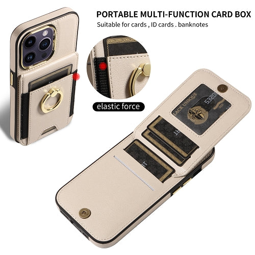 Premium Wallet Phone Case with Card Holder & 360° Ring Kickstand for iPhone 15 Series