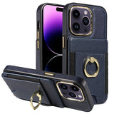 Premium Wallet Phone Case with Card Holder & 360° Ring Kickstand for iPhone 15 Series