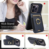 Premium Wallet Phone Case with Card Holder & 360° Ring Kickstand for iPhone 15 Series