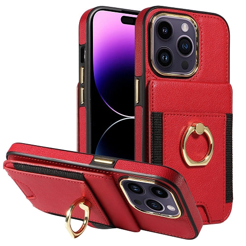Premium Wallet Phone Case with Card Holder & 360° Ring Kickstand for iPhone 15 Series