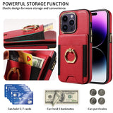 Premium Wallet Phone Case with Card Holder & 360° Ring Kickstand for iPhone 15 Series