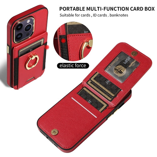 Premium Wallet Phone Case with Card Holder & 360° Ring Kickstand for iPhone 15 Series