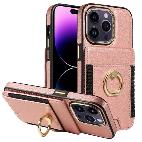 Premium Wallet Phone Case with Card Holder & 360° Ring Kickstand for iPhone 15 Series
