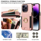 Premium Wallet Phone Case with Card Holder & 360° Ring Kickstand for iPhone 15 Series