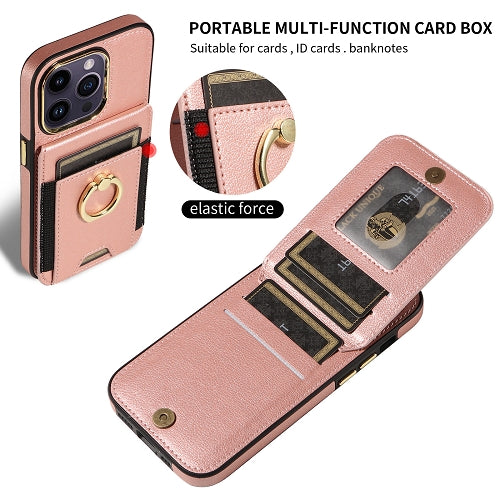 Premium Wallet Phone Case with Card Holder & 360° Ring Kickstand for iPhone 15 Series
