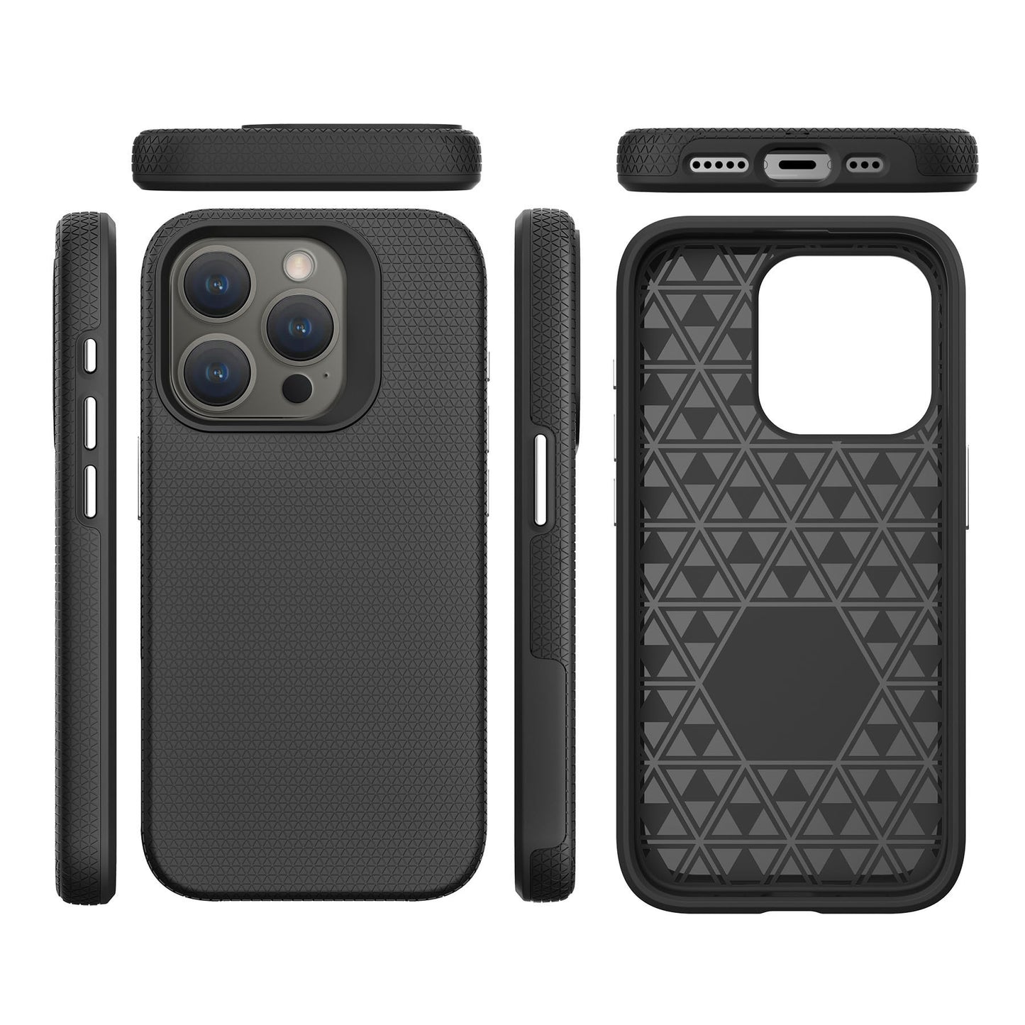 Shockproof Textured Grip Case with Reinforced Corners for iPhone 14 / 15 Series