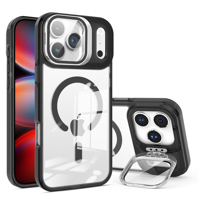 Clear Magnetic Kickstand Case with Shockproof Bumper & Camera Protection for iPhone 16 / 17 Series