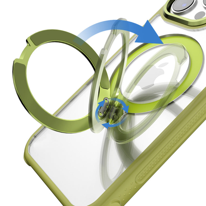 MagSafe Clear Case with 360° Rotating Ring Stand & Shockproof Frame for iPhone