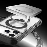 MagSafe Clear Case with 360° Rotating Ring Stand & Shockproof Frame for iPhone
