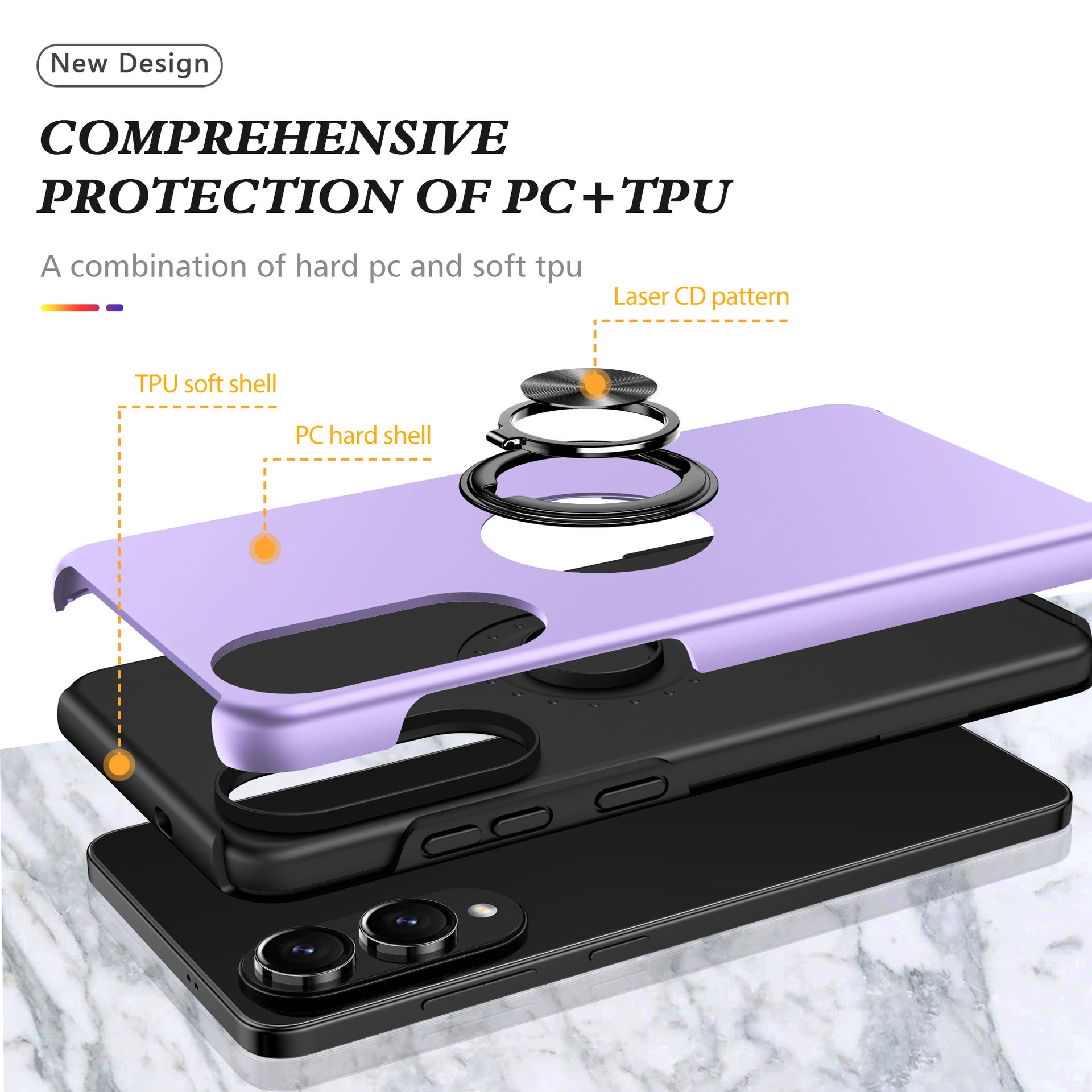 Matte Armor Case with 360° Ring Stand & Magnetic Plate Case for Samsung Galaxy S Series