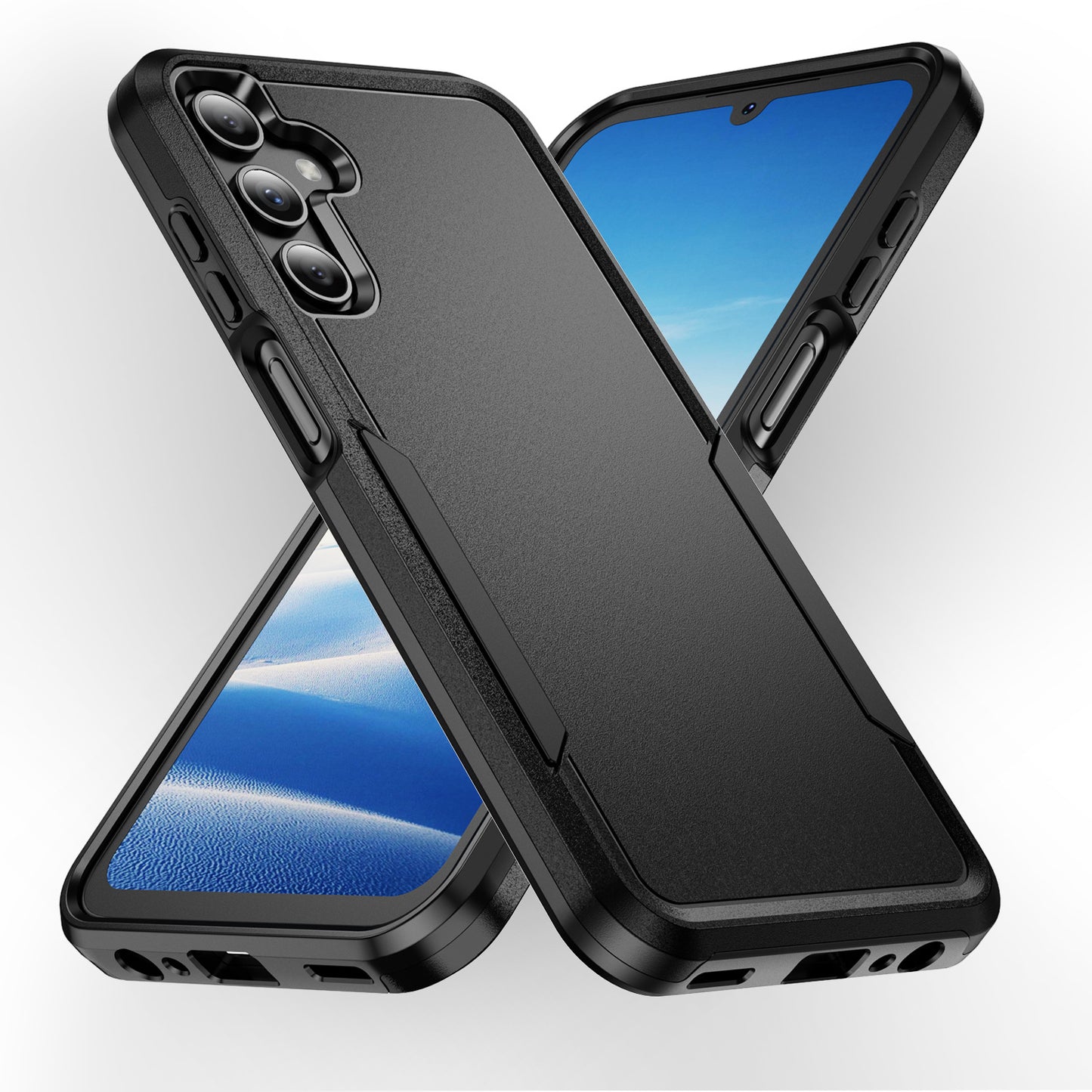 Rugged Shockproof Military-Grade Protection, Matte Black Case for Samsung Galaxy A Series
