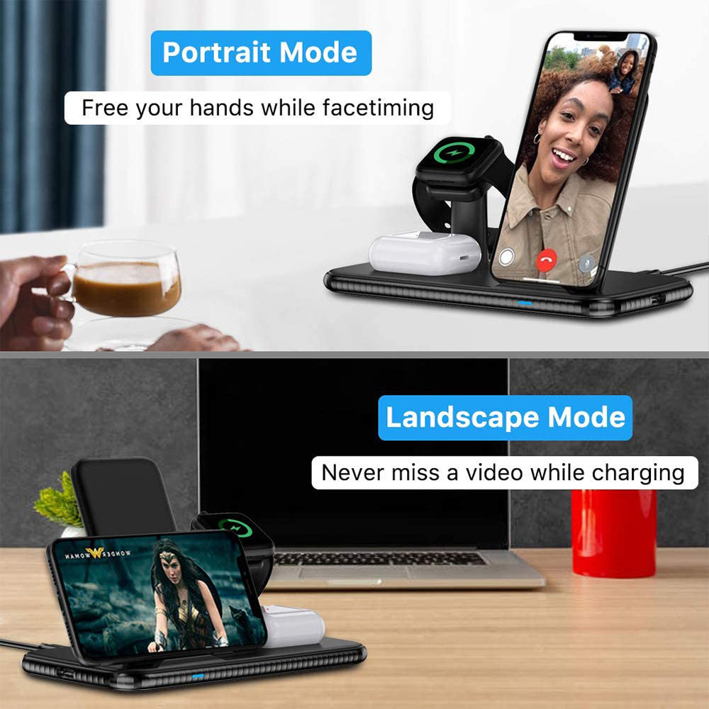 Wireless Charger,3 in 1 Wireless Charger Station 15W Fast Charging Stand for iPhone and Smart Phone