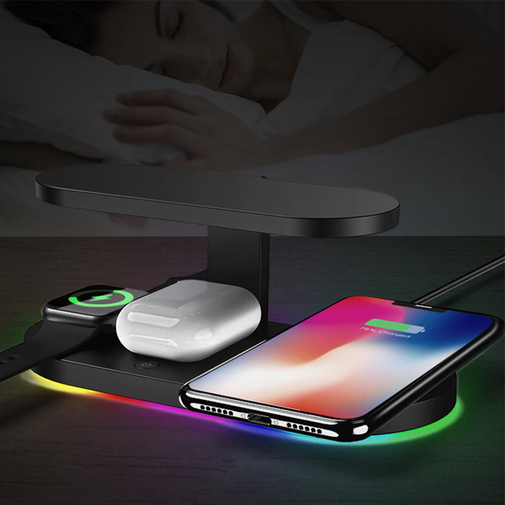 UV Sterilization Light Wireless Charger,3 in 1 Wireless Charger Station 15W Fast Charging Stand for iPhone and Smart Phone