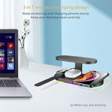 UV Sterilization Light Wireless Charger,3 in 1 Wireless Charger Station 15W Fast Charging Stand for iPhone and Smart Phone