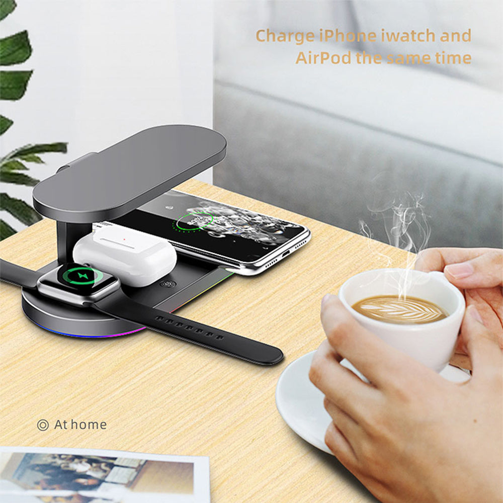 UV Sterilization Light Wireless Charger,3 in 1 Wireless Charger Station 15W Fast Charging Stand for iPhone and Smart Phone