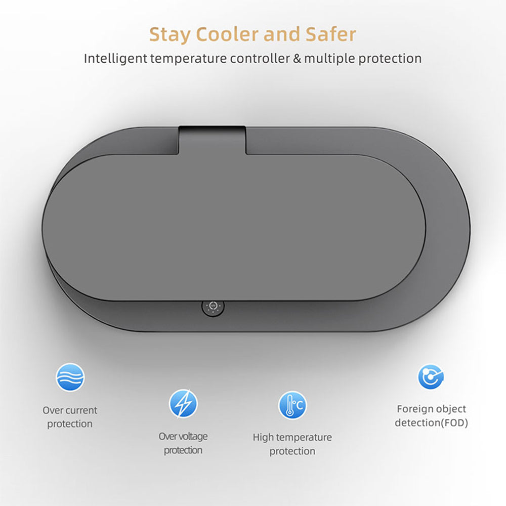 UV Sterilization Light Wireless Charger,3 in 1 Wireless Charger Station 15W Fast Charging Stand for iPhone and Smart Phone