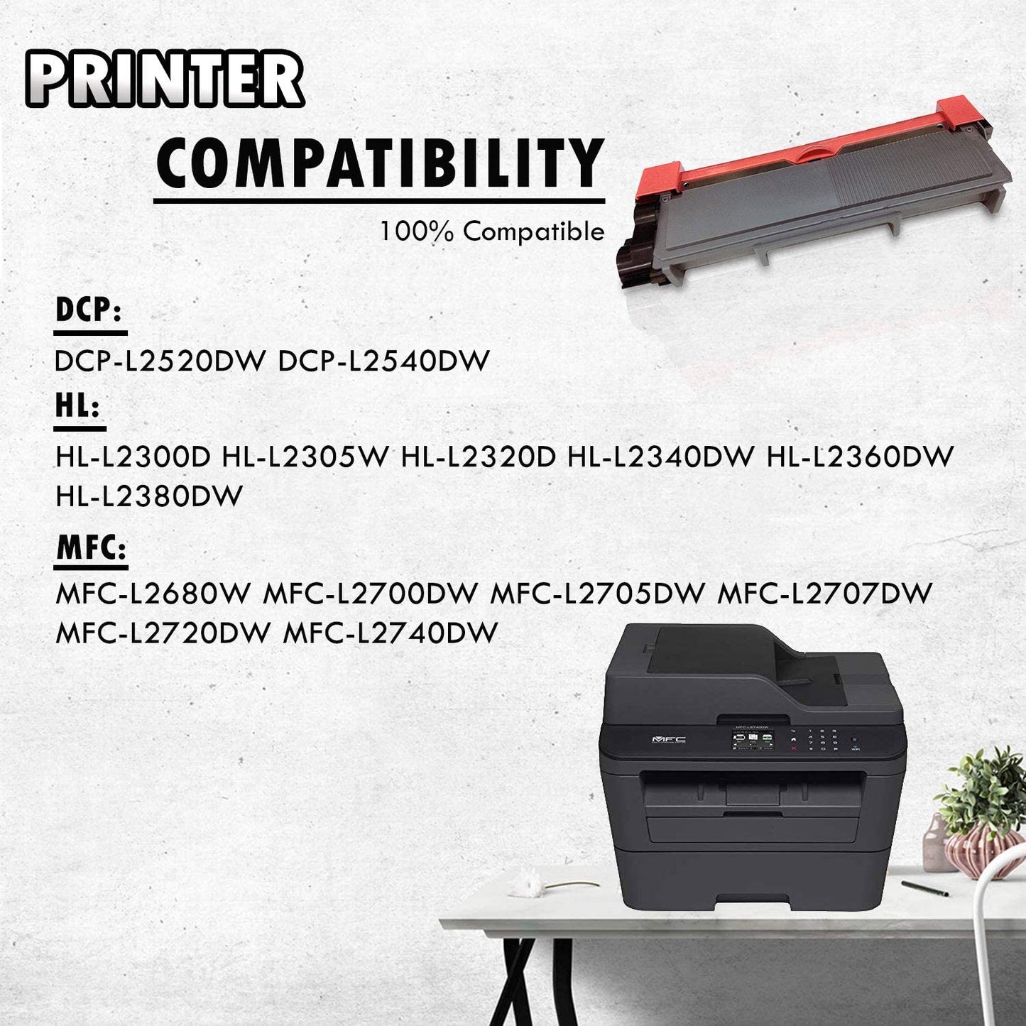 Brother TN-660 TN660 Compatible Black Toner Cartridge (High Yield of TN-630 TN630)