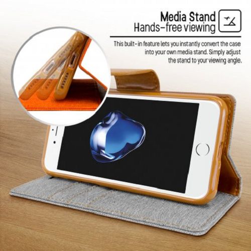 Goospery CANVAS Card Holder Fabric Folio Wallet Flip Stand Case For iPhone 7, iPhone 8, iPhone SE(20) (4.7 inches)