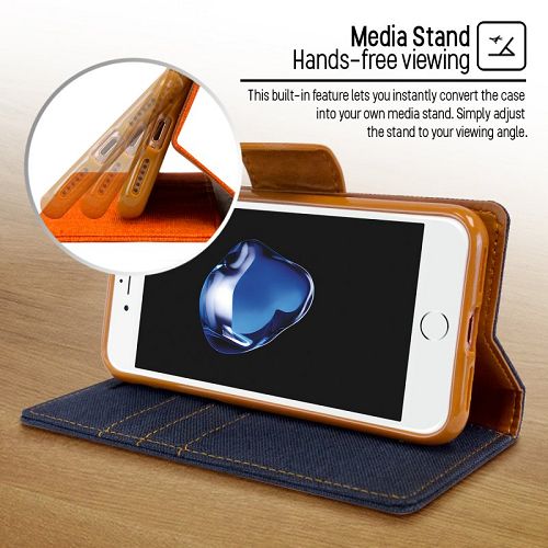 Goospery CANVAS Card Holder Fabric Folio Wallet Flip Stand Case For iPhone 7, iPhone 8, iPhone SE(20) (4.7 inches)