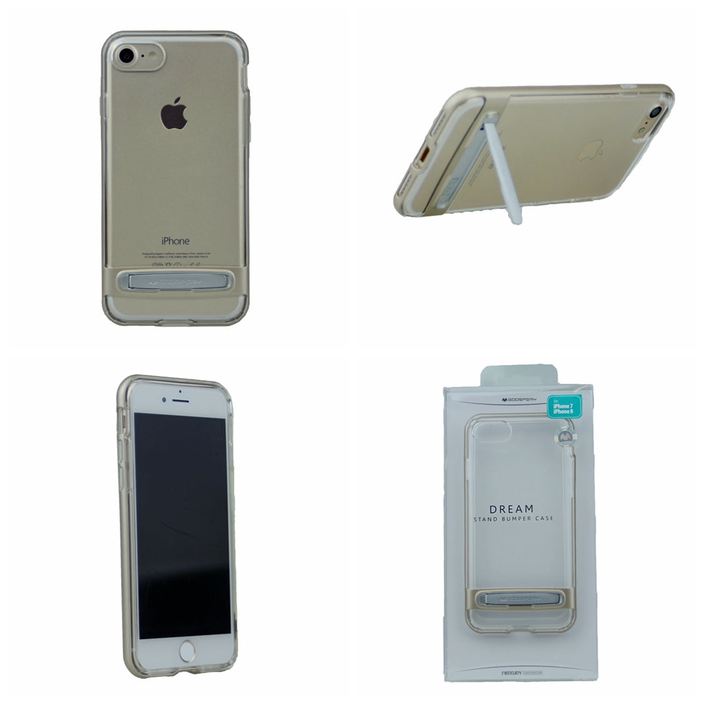 GOOSPERY for iPhone 7 Plus, iPhone 8 Plus(5.5") Detachable Electroplating Bumper Frame + TPU Shockproof Protective Back Cover Case with Holder
