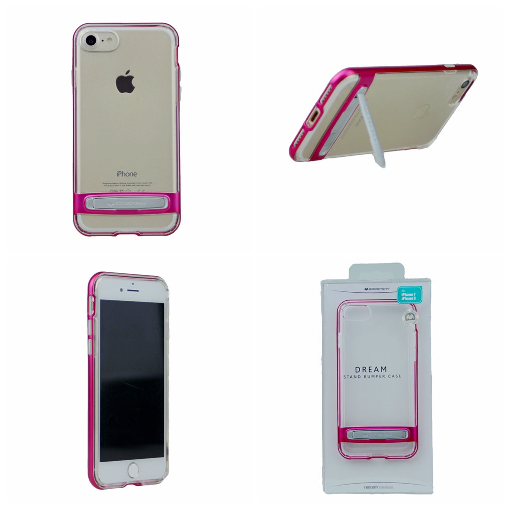 GOOSPERY for iPhone 7 Plus, iPhone 8 Plus(5.5") Detachable Electroplating Bumper Frame + TPU Shockproof Protective Back Cover Case with Holder