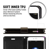 Goospery Rich iPhone 7,8, SE(20) Wallet Case (4.7 inches) Extra Card Slots Leather Flip Cover