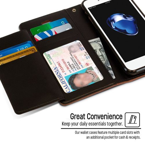 Goospery Rich iPhone 7,8, SE(20) Wallet Case (4.7 inches) Extra Card Slots Leather Flip Cover