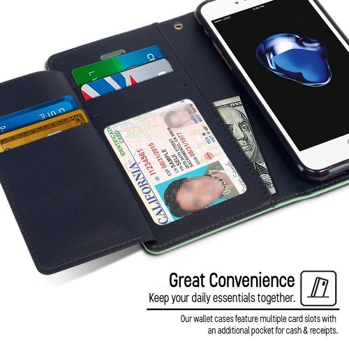 Goospery Rich iPhone 7,8, SE(20) Wallet Case (4.7 inches) Extra Card Slots Leather Flip Cover