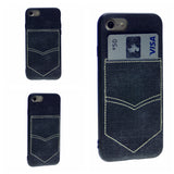 PC+TPU [1 Card] Wallet Card Slot Holder Denim Fabric Back Cover For iPhone 7, 8, SE(20) 4.7"