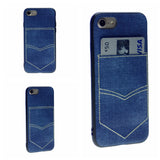 PC+TPU [1 Card] Wallet Card Slot Holder Denim Fabric Back Cover For iPhone 7 Plus, 8 Plus 5.5"
