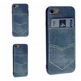 PC+TPU [1 Card] Wallet Card Slot Holder Denim Fabric Back Cover For iPhone 7 Plus, 8 Plus 5.5"