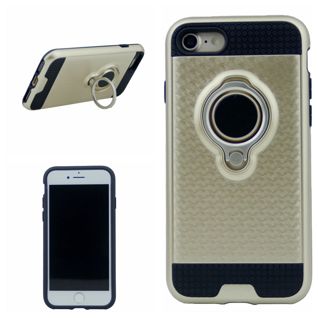 Anti-Drop PC Hard Armor Case Inner Soft TPU with 360 Degree Rotating Ring Holder for iPhone 7, 8, SE(20) 4.7"