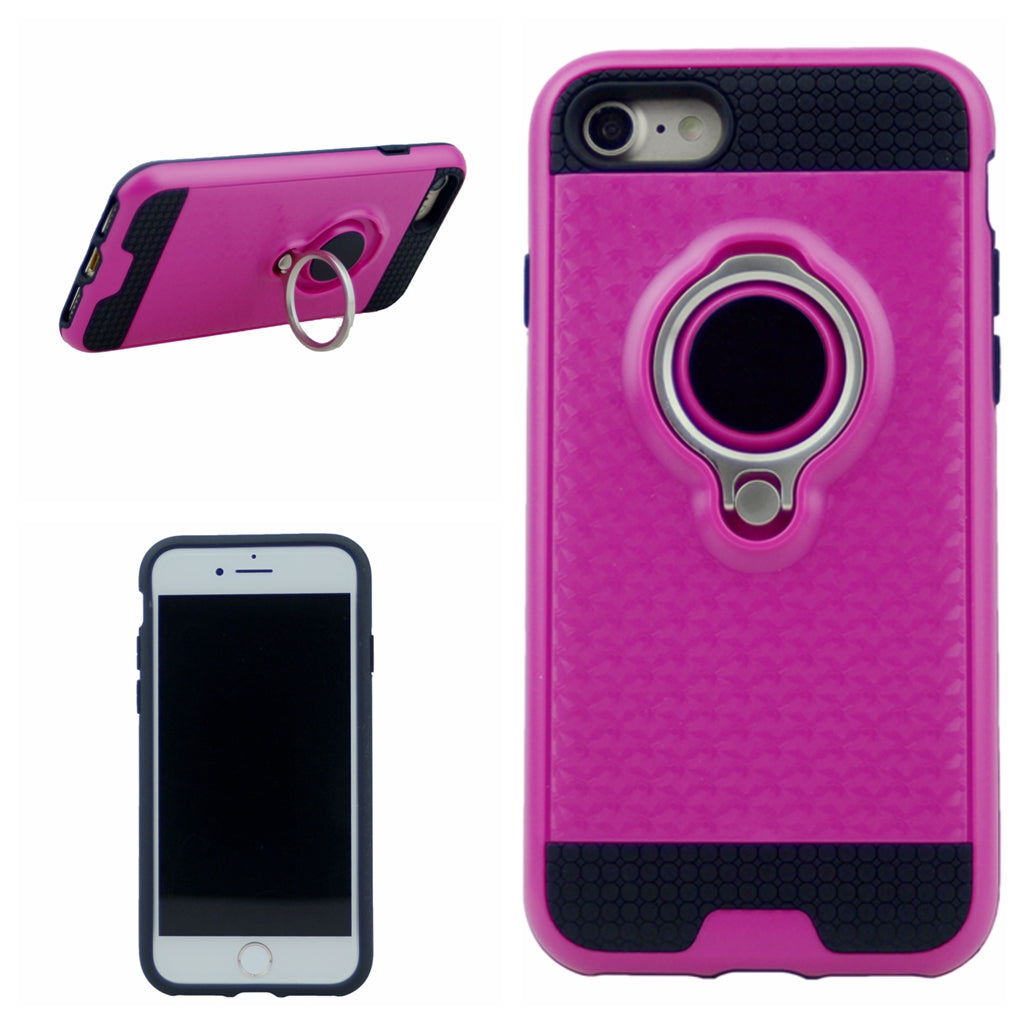 Anti-Drop PC Hard Armor Case Inner Soft TPU with 360 Degree Rotating Ring Holder for iPhone 7, 8, SE(20) 4.7"